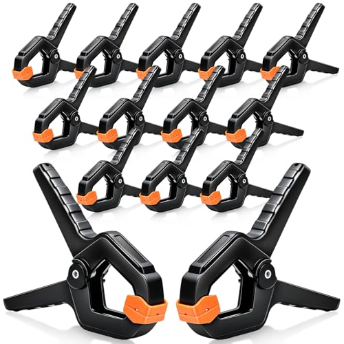 14 Pack Spring Clamps, Backdrop Clips, Balloon Arch Clips, 3.5 inch Heavy Duty Clip Plastic Small Spring Clip, Wood Clamps for Backdrop Stand, Crafts, Tarp, Woodworking, Pool Cover, Photography - color: Orange, size: 3.5 inch_14pcs