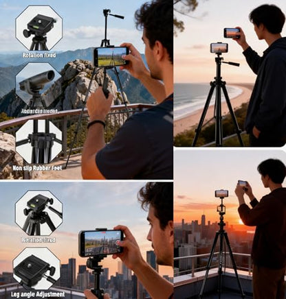 65" Aluminum Phone & Camera Tripod with Gooseneck Stand, Extendable Cell Phone Tripod Stand Compatible with iPhone/Android/Action Camera is Perfect for Live Streaming/Video Recording/Selfies - size: TR65-GS