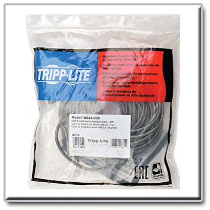 Tripp Lite USB 2.0 Hi-Speed A/B Active Repeater Cable (M/M) 36-ft. (U042-036), Silver - size: 36 ft.