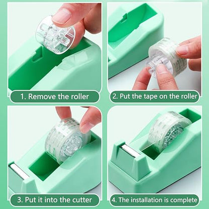 Green Office Supplies, Purple Desk Accessories, Stapler, Staple Remover, Tape Holder, Pen Holder, Ballpoint Pen, Scissor, Binder Clips, Paper Clips and 1000pcs Staples. - color: Green