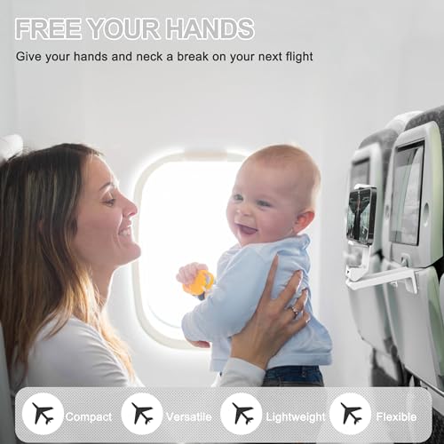 Perilogics Airplane Phone Holder Mount Universal in Flight Hands Free Viewing with Multi-Directional Dual 360 Degree Rotation (White) - color: White