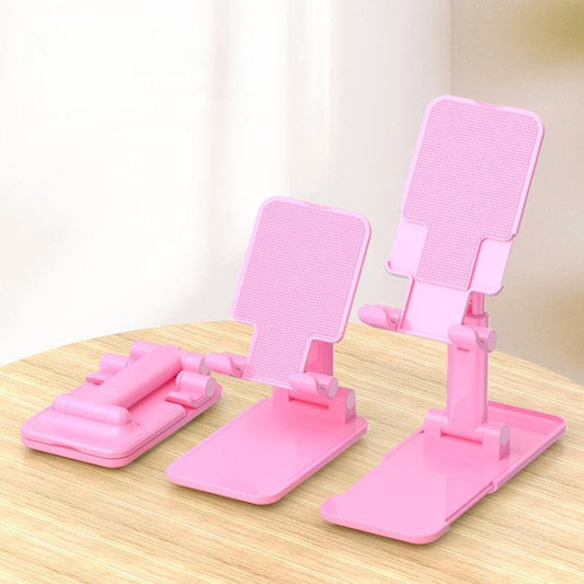 Folding Stand for Desk - Foldable Phone Holder, Multi-Angle Universal Adjustable Tablet Stand, Compatible with Most Cell Phones and Tablets (Pink) - color: Pink