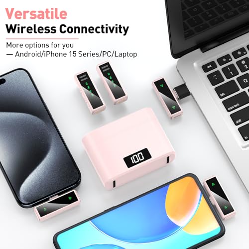 Wireless Lavalier Microphone with Charging Case for iPhone 15-17 & Android