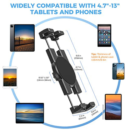 KDD Tablet Stand Holder, Adjustment iPad Phone Mount, 27in Long Arm Webcam Stand Projector Camera Mount for Desk, Fit for 4.7"-12.9" Devices, iPad Pro 12.9 Air Mini, Galaxy Tabs, Switch, iPhone