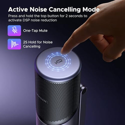 UGREEN Microphone for PC, USB Mic with RGB Lights, Mute Button, 24bit/96kHz, Cardioid Polar Pattern, Volume Control, Condenser Microphone for Streaming, Gaming, Podcasting, Recording, Laptop, PS5
