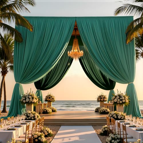 20ftx12ft Hunter Green Backdrop Curtains for Wedding-Wrinkle Free Backdrops Curtain Drapes Fabric Decorations Photo Back Drop Cloth for Baby Shower Photography Stage Reception 4Panels 12ft(H) x 5ft(W) - color: Hunter Green, size: W5' x H12'(4 panels)