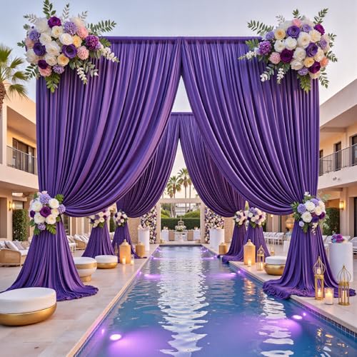 10ftx12ft Wrinkle Free Purple Backdrop Curtain,2 Panels 12FT Height Wedding Backdrop Drapes,Silky Polyester Back Drop Cloth for Birthday Photography Background Party Backdrop Draping - color: Purple, size: (W)5ft x (H)12ft (2 Panel)