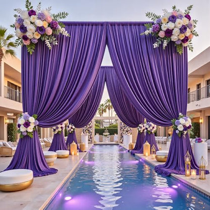 10ftx12ft Wrinkle Free Purple Backdrop Curtain,2 Panels 12FT Height Wedding Backdrop Drapes,Silky Polyester Back Drop Cloth for Birthday Photography Background Party Backdrop Draping - color: Purple, size: (W)5ft x (H)12ft (2 Panel)