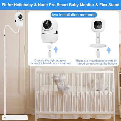 Baby Monitor Floor Stand Holder Mount for Hellobaby HB6550 HB65/HB66/HB248, Nanit Pro & Flex Stand, Momcozy,VTech VM901/VM819/RM7764 Baby Camera Monitor,Adjustable Height Flexible Baby Monitors Holder - size: Floor Stand Mount