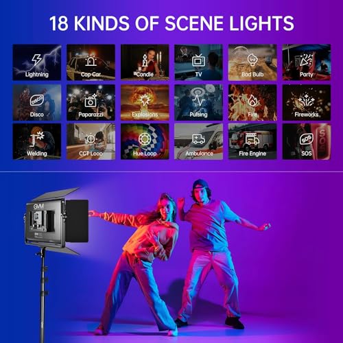 GVM 1500D RGB LED Video Light with Softbox, 75W Video Lighting Kit with Bluetooth Control, 3 Packs Led Panel Light for Photography, YouTube Studio, Broadcasting, 18 Kinds Lighting Scene - size: 1500D3LKIT