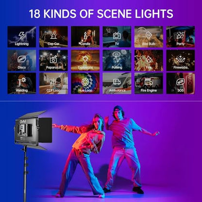 GVM 1500D RGB LED Video Light with Softbox, 75W Video Lighting Kit with Bluetooth Control, 3 Packs Led Panel Light for Photography, YouTube Studio, Broadcasting, 18 Kinds Lighting Scene - size: 1500D3LKIT