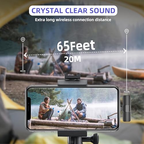 Wireless Lavalier Microphone for iPhone, iPad - mini Microphone Bluetooth Lapel Mic for Video Recording Tiny Clip on Phone Mic for Podcast Camera Vlogging YouTube Tiktok - style: Black Wireless Lavalier Microphone