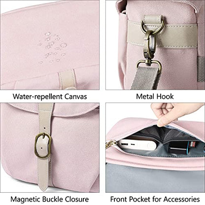 BAGSMART Camera Bag, SLR DSLR Canvas Crossbody Camera Case, Compact Camera Shoulder Bag with Rain Cover for Women and Men, Pink | SLR DSLR Camera Case, Compact Camera Shoulder Bag - color: 04-Light Pink