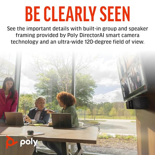 OLY Studio 4K USB Video Conference System (Plantronics) - Camera, Microphone, & Speaker Bar for Small & Medium Conference Rooms - - Teams/Zoom Certified (Renewed), Black