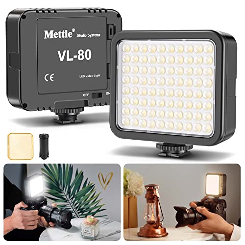 Mettlelite VL80 LED Video Light Kit Portable Continuous on Camera Photography Lighting Ultra Bright with Mini Tripod & Color Filters for Streaming Video Conferencing Gaming TikTok Vlogging