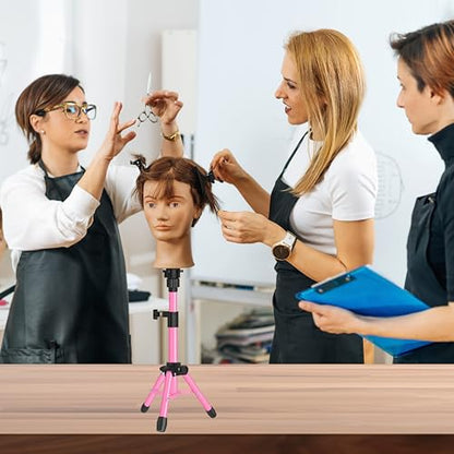 ZQIAN BEAUTY 25 Inch Wig Stand Tripod, Adjustable Mannequin Head Stand, Wig Head Stand for Training Heads And Canvas Block Head (Pink, Mannequin Head Not Included) - color: Pink, size: 25 Inch