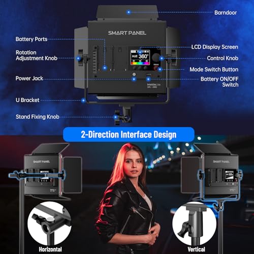 Mettlelite SPL210C RGB LED Video Light with APP Control, 360 Full Color RGB Panel, 2800K-8000K, CRI/TLCI 97+, 10 Scenes, Professional Photography Studio Lighting for YouTube/Stream/Photo/Video - size: SPL210C - 1 Light