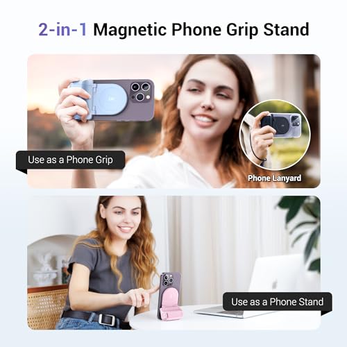 Magnetic Smartphone Shooting Holder Phone Hand Grip Handle Snap On Phone Stand with Tripod Mount & Wireless Shutter Remote for iPhone 17 Air 16 15 14 13 12 Pro Max Android Cellphone Video Photography - color: BLACK