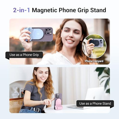 JJC Magnetic Phone Camera Grip Handle with Wireless Shutter Remote, Magsafe Camera Handle Bluetooth Bracket for iPhone Android Smartphone with 1/4” Tripod Screw for Video Photo Shooting (Blue) - color: Blue Standard Grip