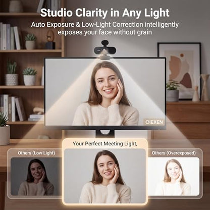 4K Ultra HD Webcam with 1/2.8''CMOS Sensor,PDAF Auto Focus 1080P@60FPS,Dual Noise-Canceling Mics, Privacy Cover,USB Streaming Webcam for PC/Mac,Gaming,Video Calling,Live Streaming&Meetings