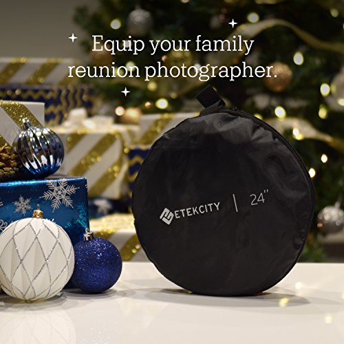 Etekcity 24" (60cm) 5-in-1 Photography Reflector, Multi-Disc Light Reflectors for Photography, Collapsible with Bag - Translucent, Silver, Gold, White and Black - size: 24 Inch