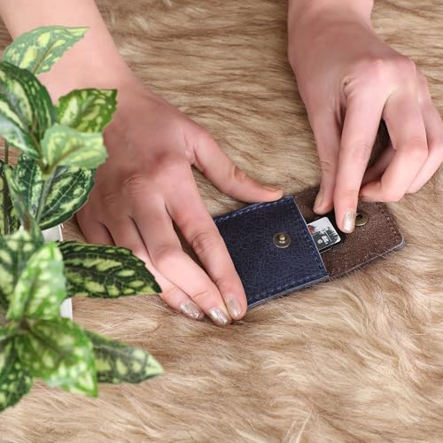 Blue Leather Pouch Wedding Engagement Ring Holder for Men & Women - Handcrafted Leather Ring Case Bridal Jewellery Storage - color: Blue