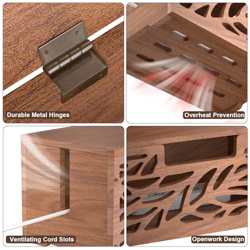 Wooden Cable Management Box, Large Cord Hider Box & Cable Organizer Box for Power Strips, Electrical Cords, Desk & Floor Cables Suitable for Home & Office