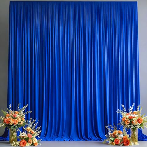 10x10FT Backdrop Curtains with Rod Pockets - Wrinkle Free Photo Stage Backdrop 2 Panels Curtains Drapes for Photography Wedding Party Baby Shower Decorations (Royal Blue) - color: Royal Blue, size: W5' x H10'(2 panels)