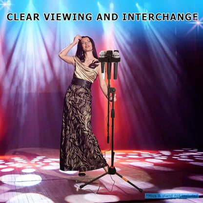 Multi Microphone Holder, Hold Up to 6 Microphones, Wired and Wireless Mic Holder for Stand, Aluminum, Black