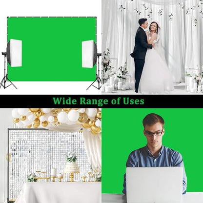 BENOISON Backdrop Stand with Wheels & Backdrop 10x7ft(WxH) Green Screen with Stand, Movable Rolling Background Stand with Greenscreen for Photography Video Studio