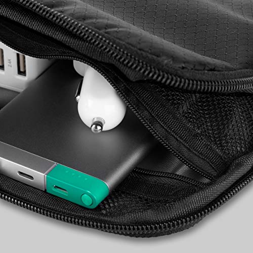 UT Wire Pocket Travel Lightweight Organizer Case with Zipper for Charger, Cable, Power Bank, Flash Memory Accessories Holder in Black - 2 Pack - size: 2 Pack