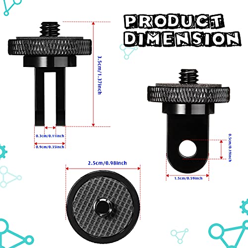 Frienda 4 Pieces Aluminum Camera Tripod Mount Adapter 1/4-20 Conversion Adapter for Tripod Compatible with GoPro Action Cameras and Other Standard 1/4 Accessories(Black) - color: Black
