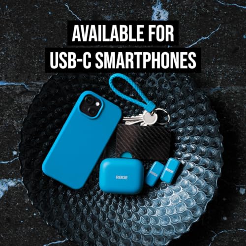 RØDE Wireless Micro - Compact Wireless Microphone, Two Mics with Charge Case for Smartphone Content Creation - USB-C, Blue - color: USB-C Blue