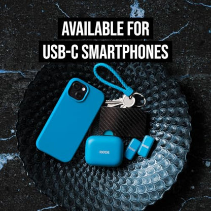 RØDE Wireless Micro - Compact Wireless Microphone, Two Mics with Charge Case for Smartphone Content Creation - USB-C, Blue - color: USB-C Blue