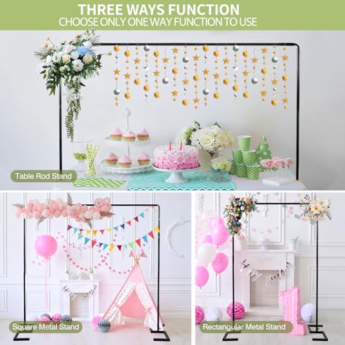 Square Backdrop Stand, 8.2FT Black Wedding Arch, Heavy Duty Balloon Arch Stand, Over The Table Rod Stand with Clamps, Adjustable Photo Booth Background, Backdrop Frame for Valentines Day Party - color: Matte Black