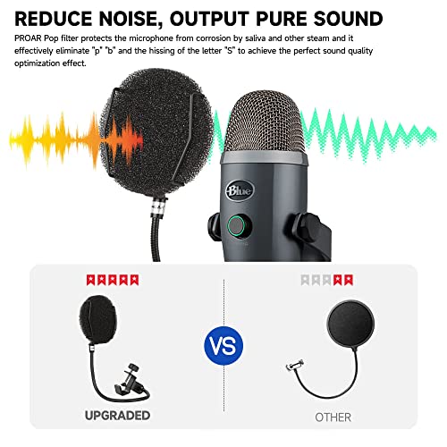 Pop Filter for Microphone - Sponge Layered Pop Wind Screen with Enhanced Flexible 360° Gooseneck