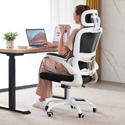 TRALT Office Chair Ergonomic Desk Chair, 330 LBS Home Mesh Office Desk Chairs with Wheels, Comfortable Gaming Chairs (1, Black & White) - color: Black & White