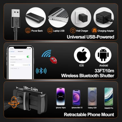 EMART 10" Ring Light with 51" Extendable Tripod Stand Phone Holder Wireless Bluetooth Remote,16 RGB Colors 13 Dynamic Modes & 10 Brightness Levels Selfie Ringlight for Phone Live Streaming Makeup - size: 10inch RGB