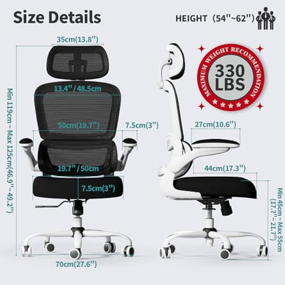 TRALT Office Chair Ergonomic Desk Chair, 330 LBS Home Mesh Office Desk Chairs with Wheels, Comfortable Gaming Chairs (1, Black & White) - color: Black & White