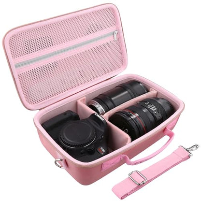 Camera Case Compatible with Canon EOS Rebel T7/T100/R50/R100/R5/R6 V//R6 Mark II DSLR Camera with 18-55mm Lens,Sony,Nikon DSLR Camera Protective Case with Shoulder Strap (Pink Case) - color: Pink Case