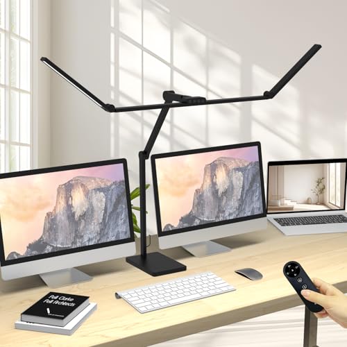 Omorepa 36W 3000LM Ultra Bright Architect Desk Lamp with Base, 47.4Inches Wide Tall Overhead Desk Light for Home Office, Dimmable Table Light with Remote for Desktop Working,Drafting,Reading - color: Black