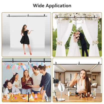 UTEBIT Adjustable Backdrop Stand 4.5x6.6ft, Photography T-Shape Banner Holder Stand with 3 Strong Spring Clamps and Carry Bag, Portable Curtain Background Support Kit for Parties Videography Studio - size: 6.6x4.5ft