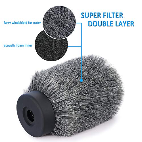 YOUSHARES NTG Furry Microphone Wind Shield - Windscreen/Windmuff for Rode VideoMic NTG and Microphones with Maximum Slot Length of 100mm (3.9") and Diameter of 18-24mm （Shag, Gray） - color: NTG Shag