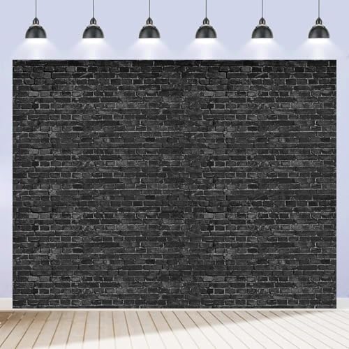 Black Brick Wall Backdrop 10x8ft Photoshoot Brick Photography Backdrops for Wall Video Photo Background Baby Shower Birthday Party Decorations Banner Wallpaper Studio Booth Props Polyester Fabric