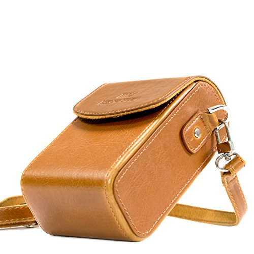 MegaGear MG768 Leather Camera Case with Strap compatible with Canon PowerShot G7 X Mark III, G7 X Mark II, G7 X - Light Brown - color: Light Brown