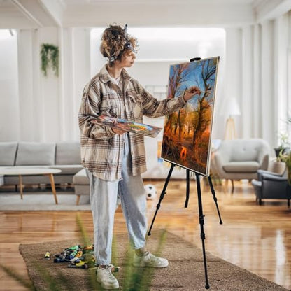 NS JYMB Black 2 Pack Adjustable Art Easel Stand for Painting and Sign | Two 17-66 inch metal tripod easels for display stand, canvas holder, floor and poster board use - style: 66Black 2pack
