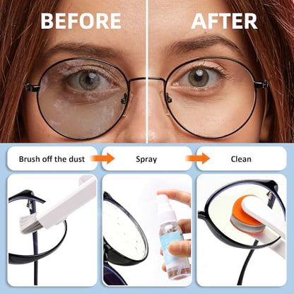Ordilend Glasses Cleaner, Glasses Cleaning Kit with Eyeglass Cleaner Spray, Eyeglass Lens Cleaner, Microfiber Cleaning Cloth,Portable Eyeglass Repair Kit with Screws, Safe for All Lens(White) - color: Off-white
