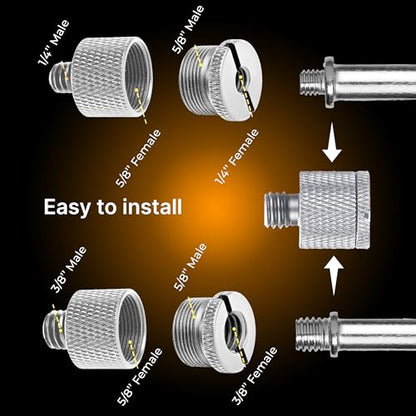 IXTECH Mic Stand Adapter Set 8 pieces Metal Microphone Stand Screw Thread Adapter 5/8 Female to 3/8 Male 3/8 Female to 5/8 Male 5/8 Female to 1/4 Male 1/4 Female to 5/8 Male Tripod Adapter ADP03A Slvr - color: Silver
