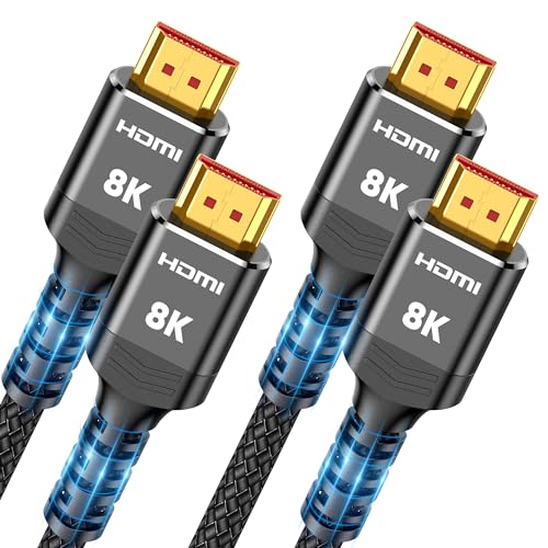 Highwings 8K HDMI 2.1 Cable 2-Pack 1.5FT, Slim Ultra High Speed HDMI Braided Cord-48Gbps,4K@120Hz 8K@60Hz, HDCP 2.2&2.3, Dynamic HDR,eARC,DTS:X,RTX 3090,Compatible with Roku TV/HDTV/PS5/Blu-ray - color: Black, size: 1.5 feet