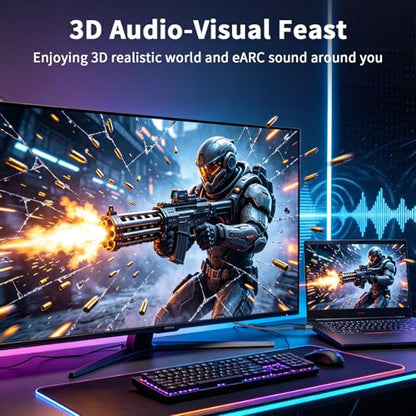 8k Hdmi Cable 6.6ft Ultra High Speed HDMI 2.1 Cable 8K@60HZ 4K@120HZ 48Gbps HDMI Cord for HDTV,PS4,PS5,Monitor Laptop,Xbox,HDCP 2.2&2.3 Support HDR,eARC,Dolby.(Silvery) - size: 6.6FT